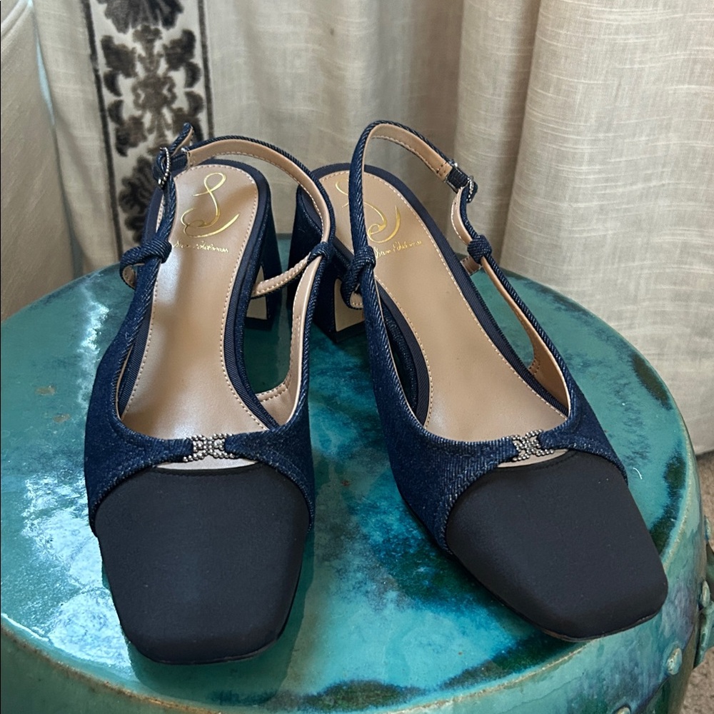 Sam Edelman Navy and Black Slingback Heels